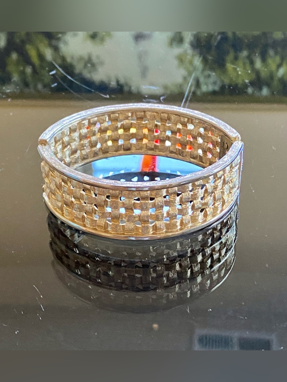 VTG 1960s Sarah Coventry WOVEN CLASSIC Hinged Bracelet from 1964 Gold Tone